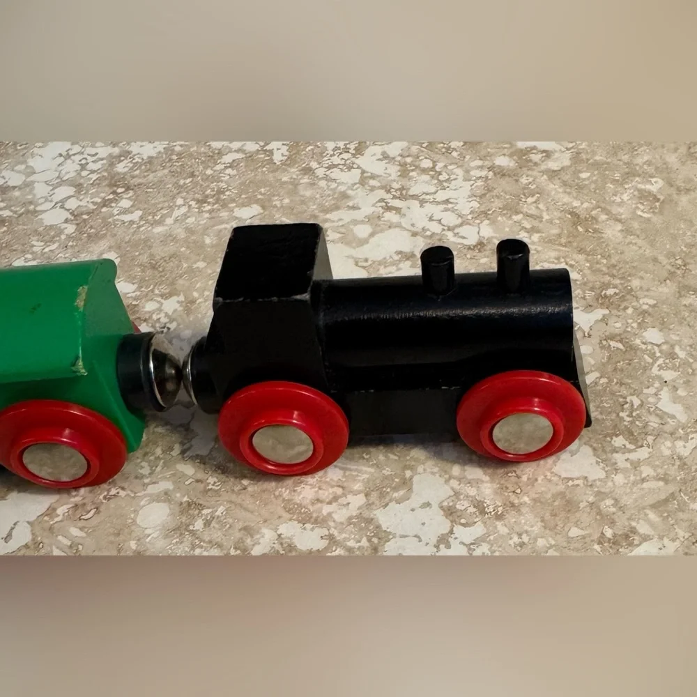 4 wooden train cars (including engine and Brio zoo) compatible w/ Brio &Thomas